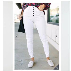 KanCan Going Up White High Waist Skinny Jeans sz 7/27